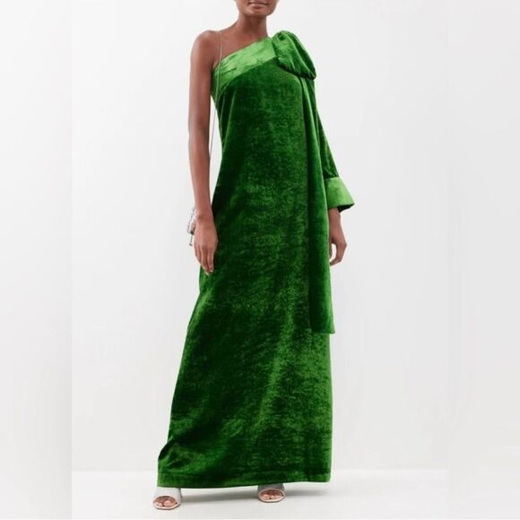 BNWT Bernadette Emerald Green Velvet Nel Evening Maxi Dress Sz 38 / 6 Wedding - Picture 1 of 11